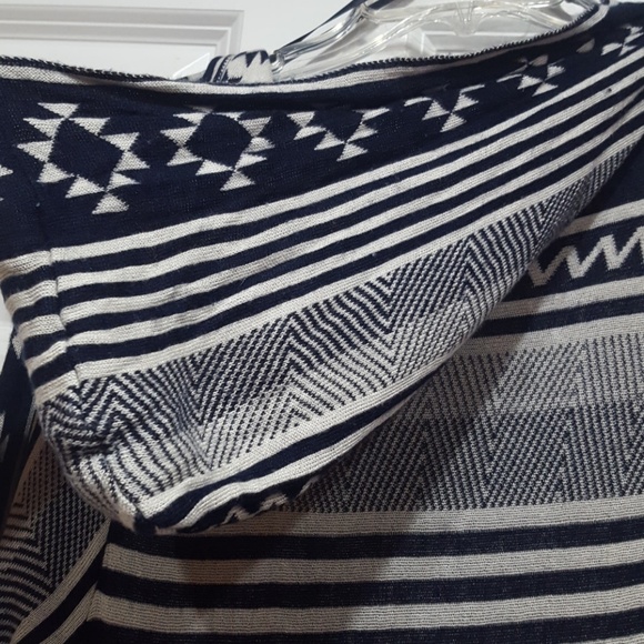 Hooded printed duster with fringe - Picture 3 of 5